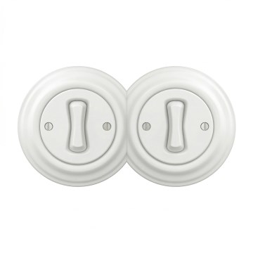 Kliklap - Dvojitý retro jednopólový vypínač s rámikom č. 1 snehovo biely