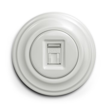 Kliklap - Retro dátová zásuvka s keramickým rámčekom, biela