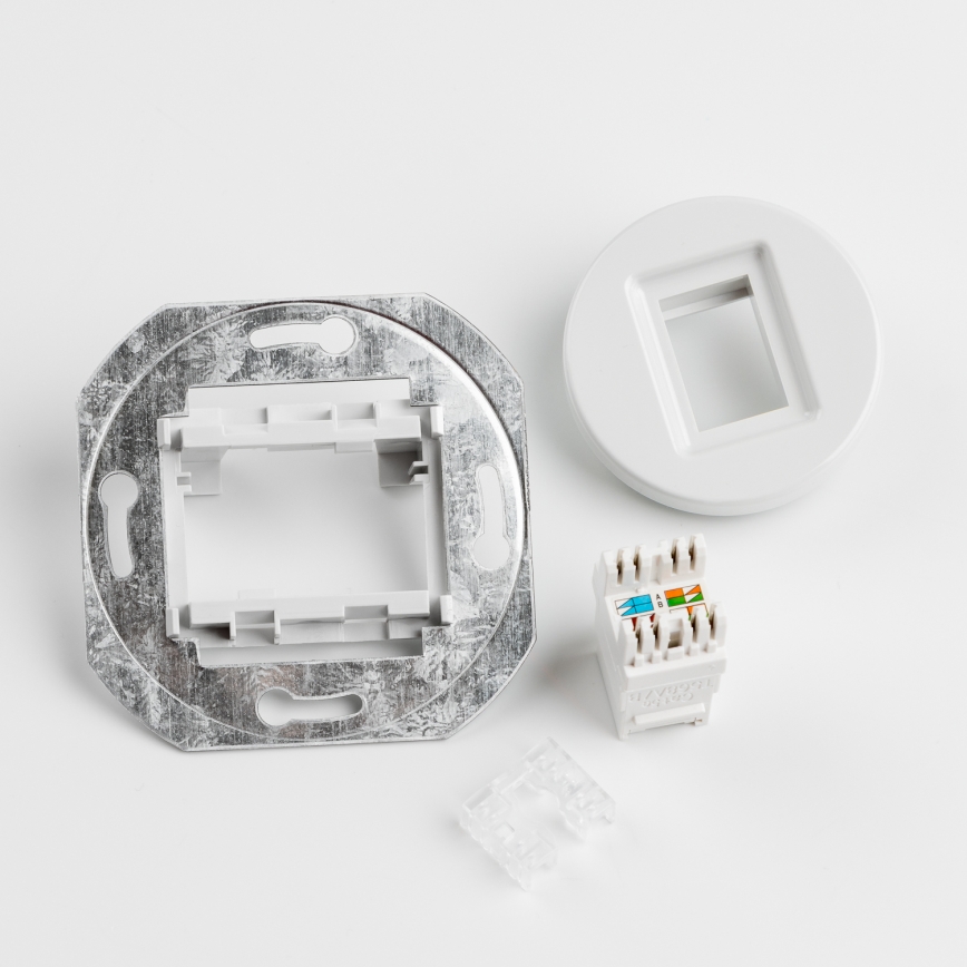 Kliklap - Retro dátová zásuvka s keramickým rámčekom, biela