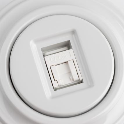 Kliklap - Retro dátová zásuvka s keramickým rámčekom, biela