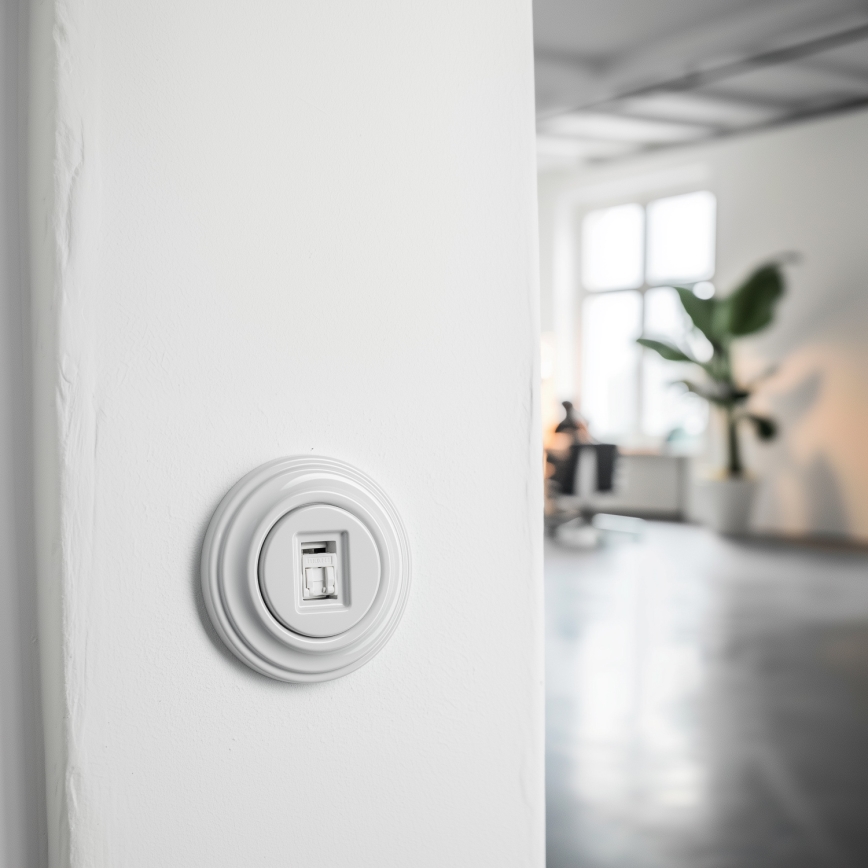 Kliklap - Retro dátová zásuvka s keramickým rámčekom, biela