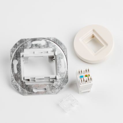 Kliklap - Retro dátová zásuvka s rámčekom béžová