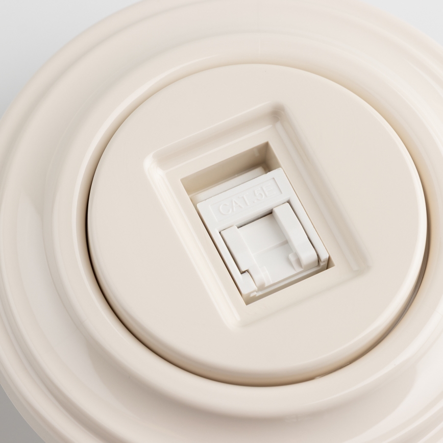 Kliklap - Retro dátová zásuvka s rámčekom béžová