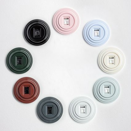 Kliklap - Retro dátová zásuvka s rámčekom béžová