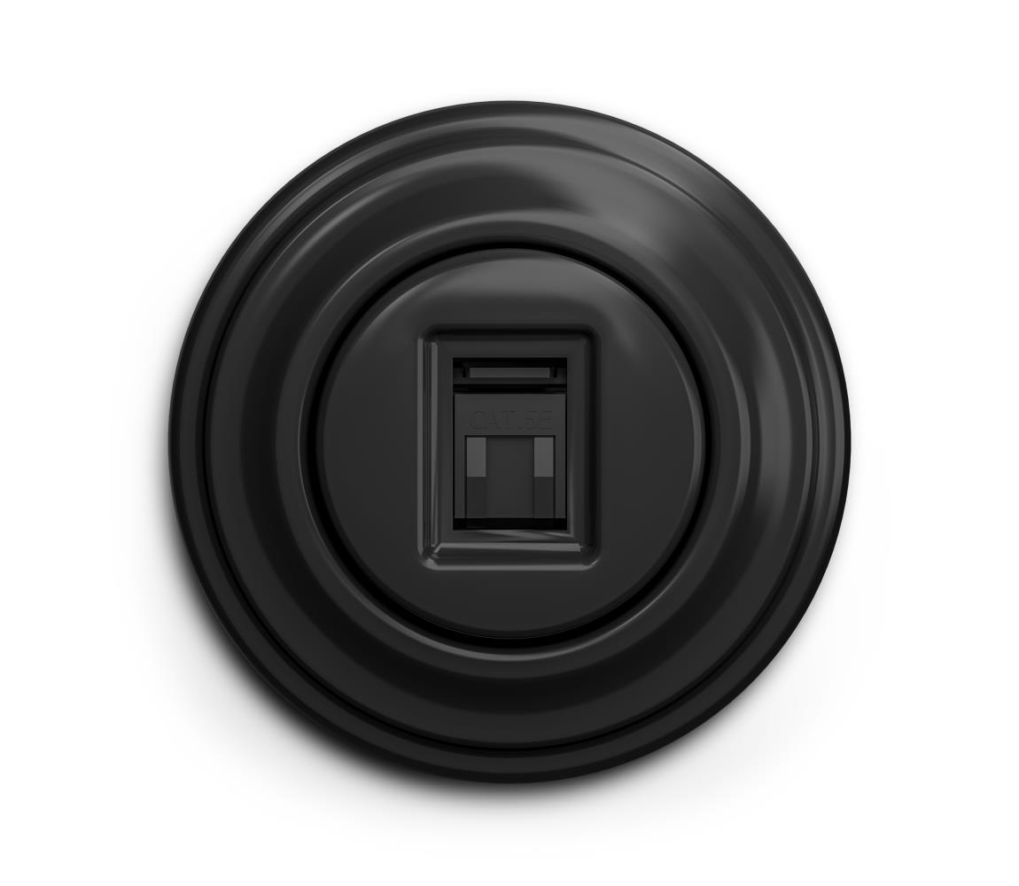 lap - Retro dátová zásuvka s rámikom čierna KA0016+KA0070