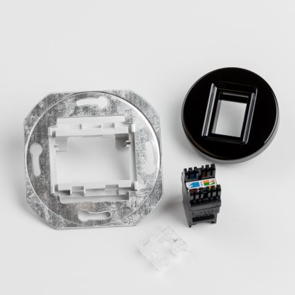 Kliklap - Retro dátová zásuvka s rámikom čierna