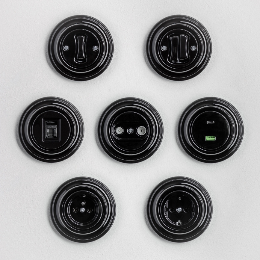 Kliklap - Retro dátová zásuvka s rámikom čierna