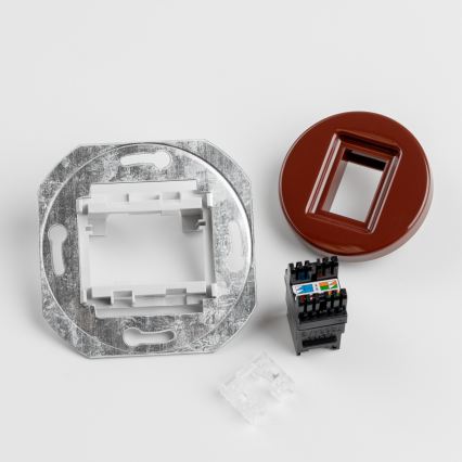 Kliklap - Retro dátová zásuvka s rámikom hnedá