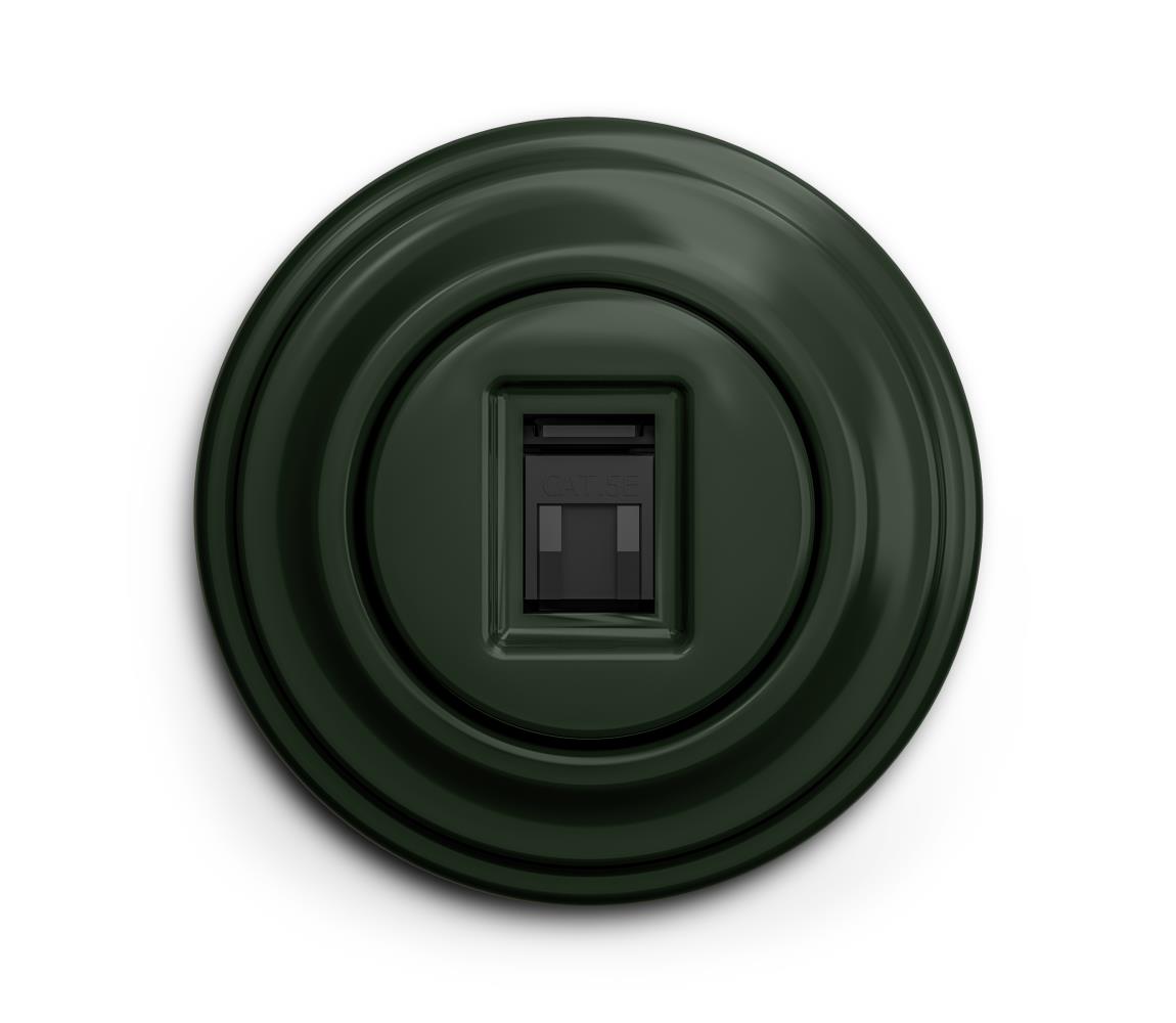 lap - Retro dátová zásuvka so zeleným rámčekom KA0061+KA0090