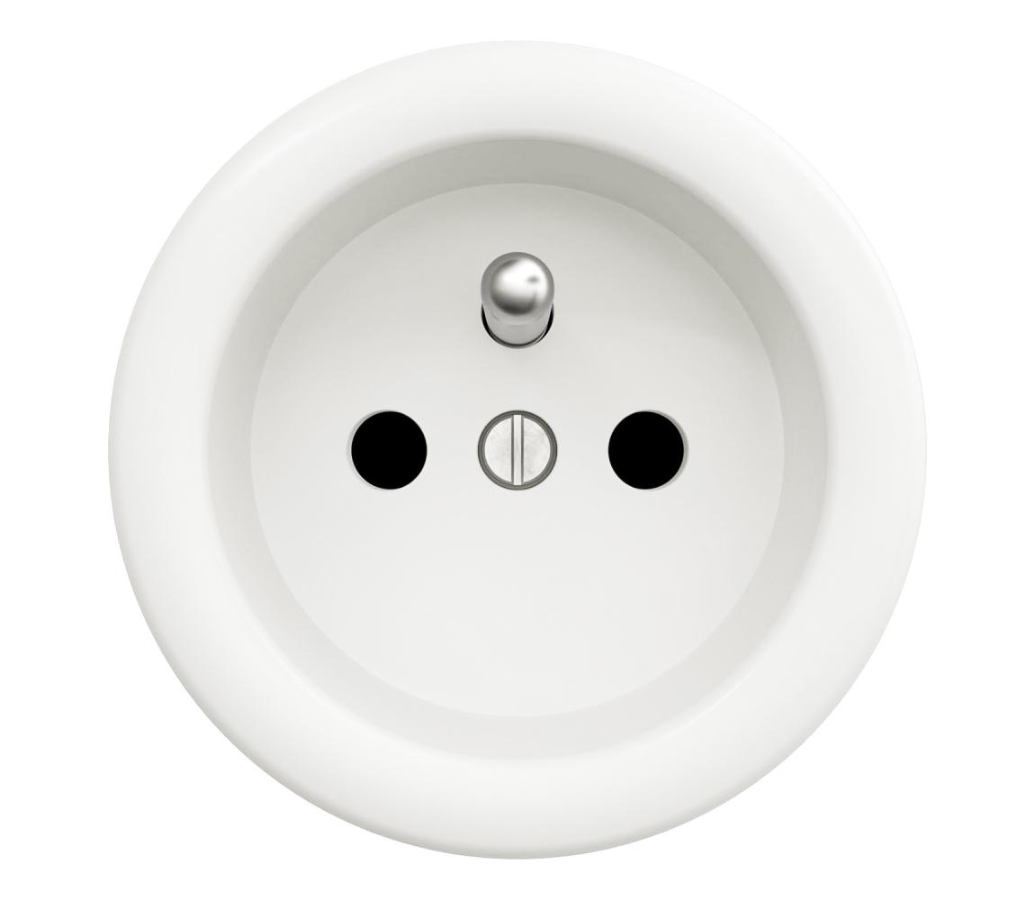 lap - Retro domová zásuvka bez rámčeka 230 V snehovo biela W/ZF