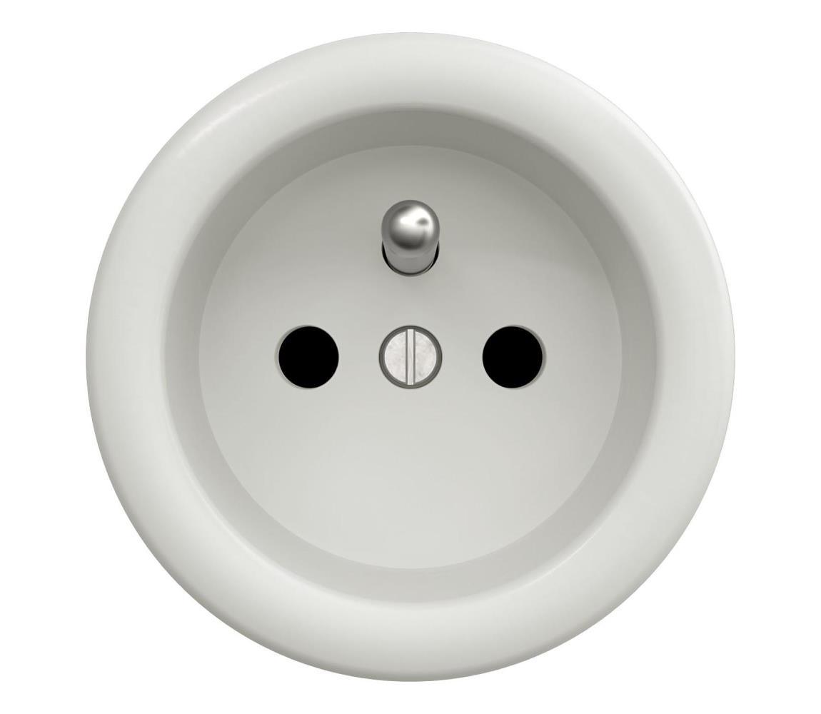 lap - Retro domová zásuvka bez rámčeka 230V keramická biela K/ZF