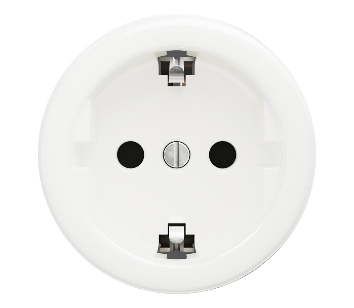lap - Retro domová zásuvka bez rámčeka SCHUKO 230V/16A snehovo biela W/ZS