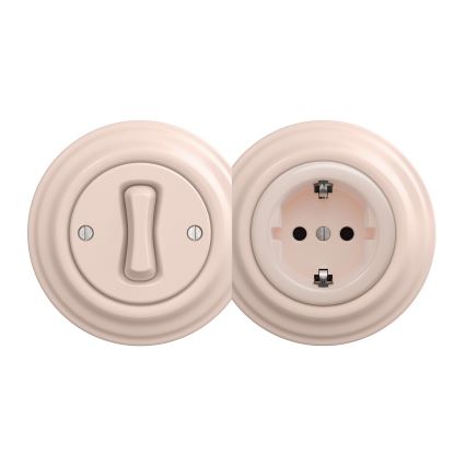 Kliklap - Retro domová zásuvka bez rámčeka SCHUKO 230V/16A staroružová