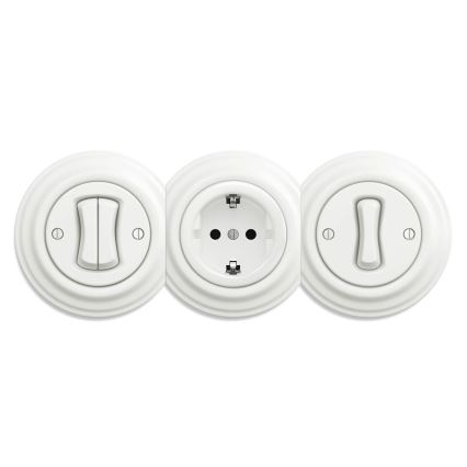Kliklap - Retro domová zásuvka bez rámčeka SCHUKO 230V/16A biela