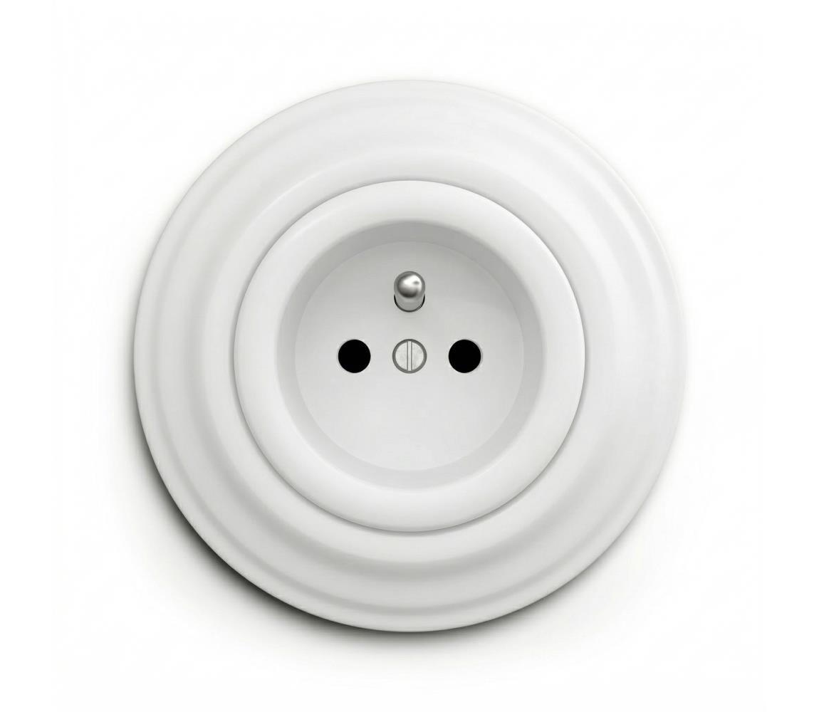 lap - Retro domová zásuvka s rámčekom 230V snehobiela KA0151+KA0150