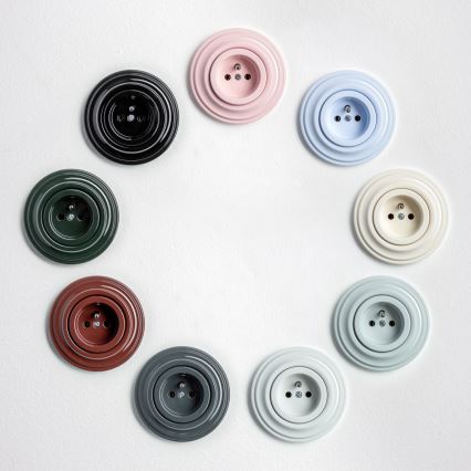 Kliklap - Retro domová zásuvka s rámčekom 230V snehobiela