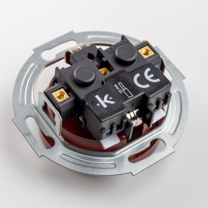 Kliklap - Retro domová zásuvka s rámčekom SCHUKO 230V/16A hnedá