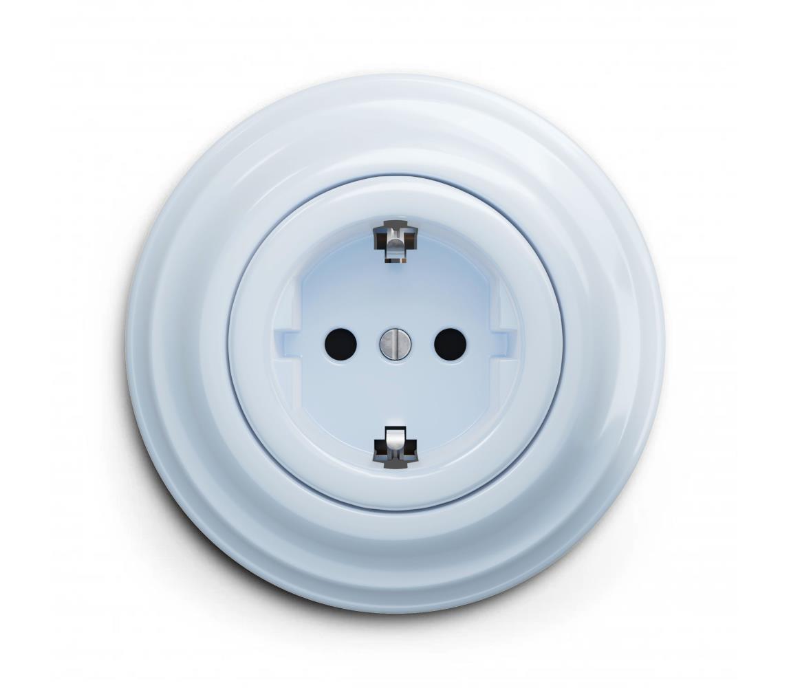 lap - Retro domová zásuvka s rámčekom SCHUKO 230V/16A modrá KA0025+KA0108