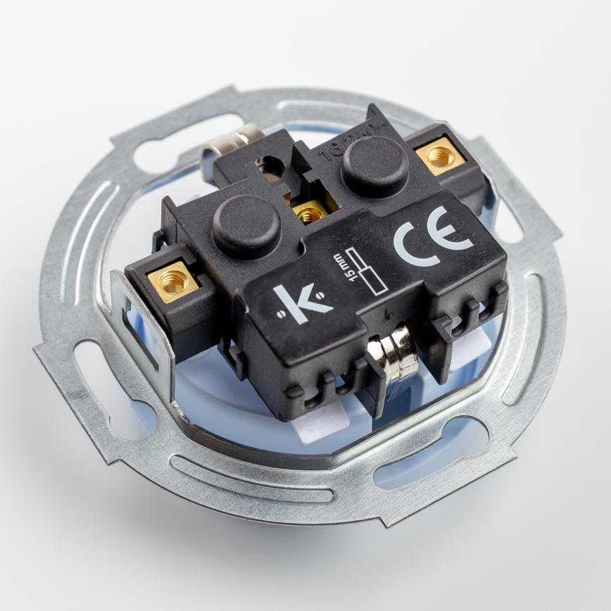 Kliklap - Retro domová zásuvka s rámčekom SCHUKO 230V/16A modrá