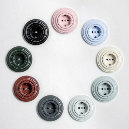 Kliklap - Retro domová zásuvka s rámčekom SCHUKO 230V/16A modrá