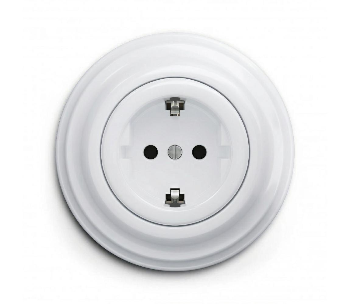 lap - Retro domová zásuvka s rámčekom SCHUKO 230V/16A snehovo biela KA0151+KA0160