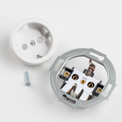 Kliklap - Retro domová zásuvka s rámčekom SCHUKO 230V/16A snehovo biela