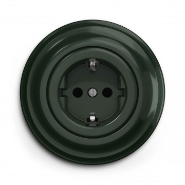 Kliklap - Retro domová zásuvka s rámčekom SCHUKO 230V/16A zelená