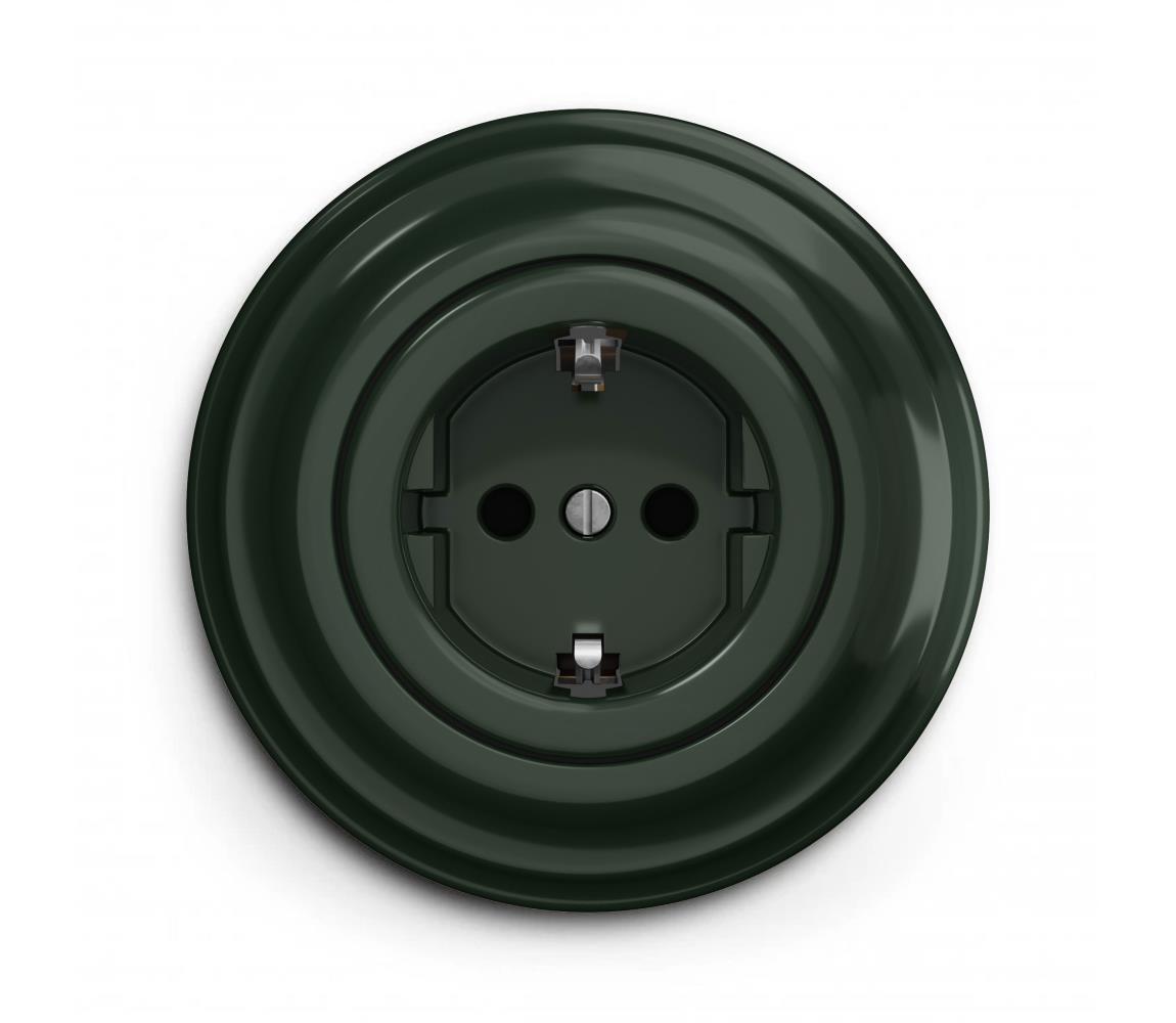 lap - Retro domová zásuvka s rámčekom SCHUKO 230V/16A zelená KA0061+KA0112