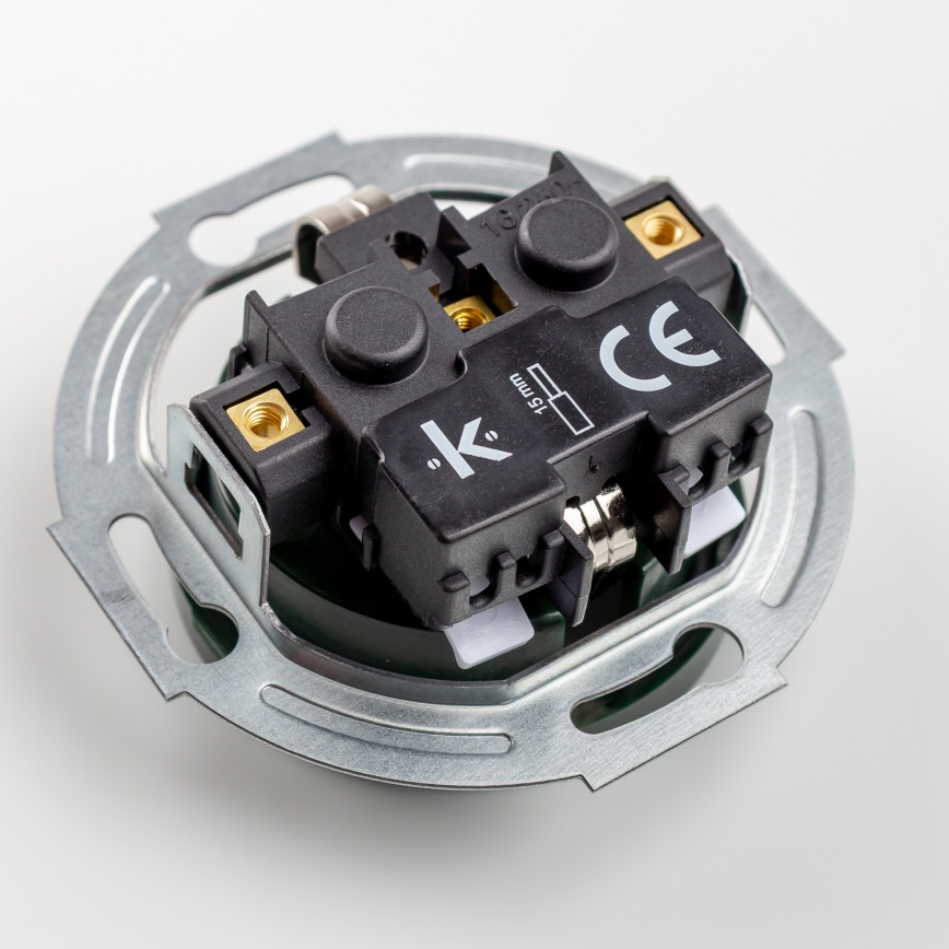 Kliklap - Retro domová zásuvka s rámčekom SCHUKO 230V/16A zelená