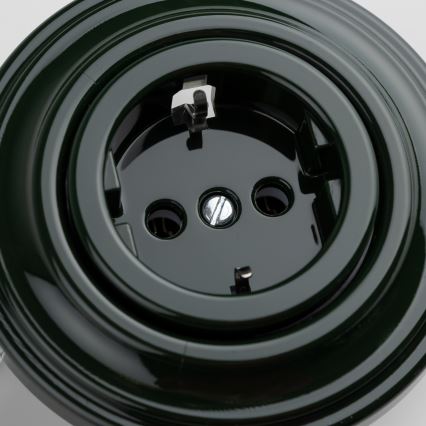 Kliklap - Retro domová zásuvka s rámčekom SCHUKO 230V/16A zelená