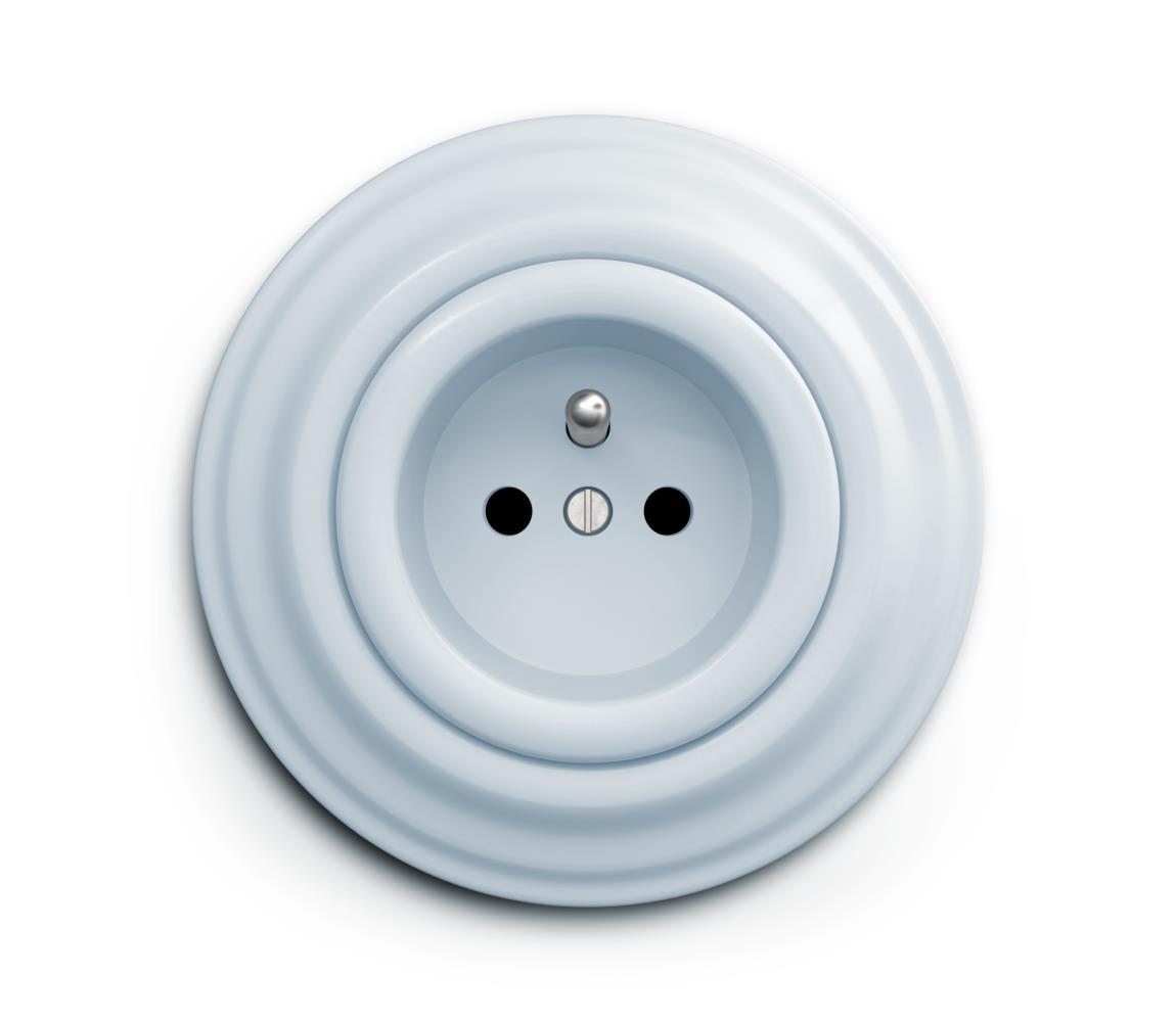 lap - Retro domová zásuvka s rámečikom 230V modrá KA0025+KA0024