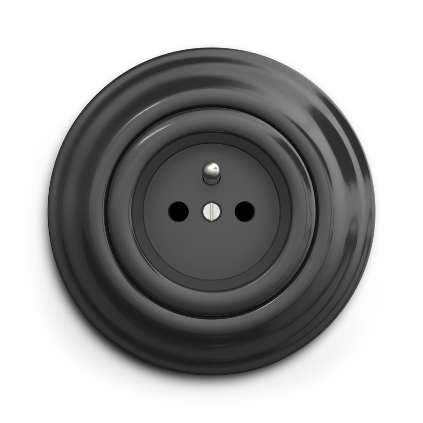 Kliklap - Retro domová zásuvka s rámikom 230V antracit