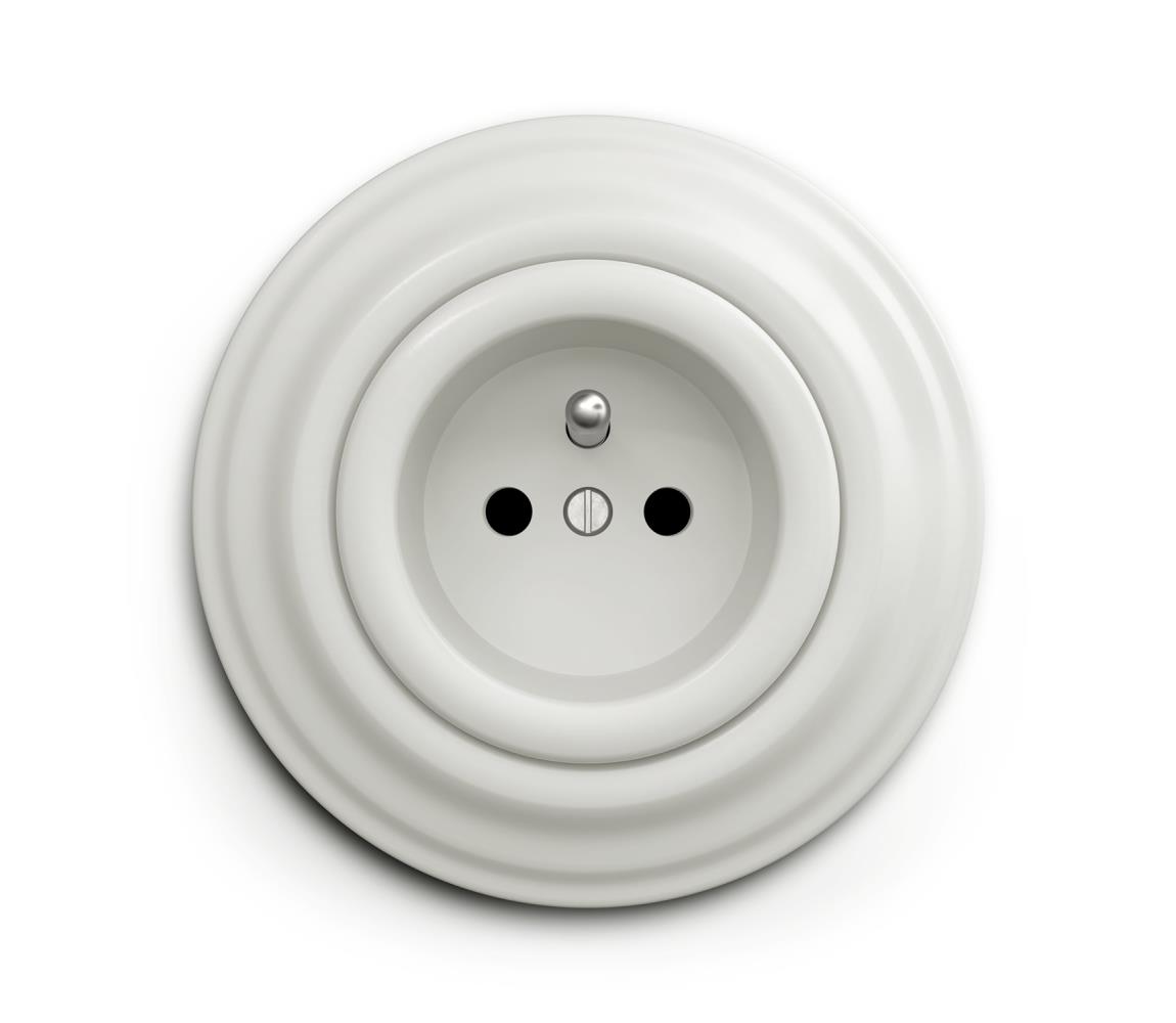 lap - Retro domová zásuvka s rámikom 230V keramická biela KA0007+KA0006