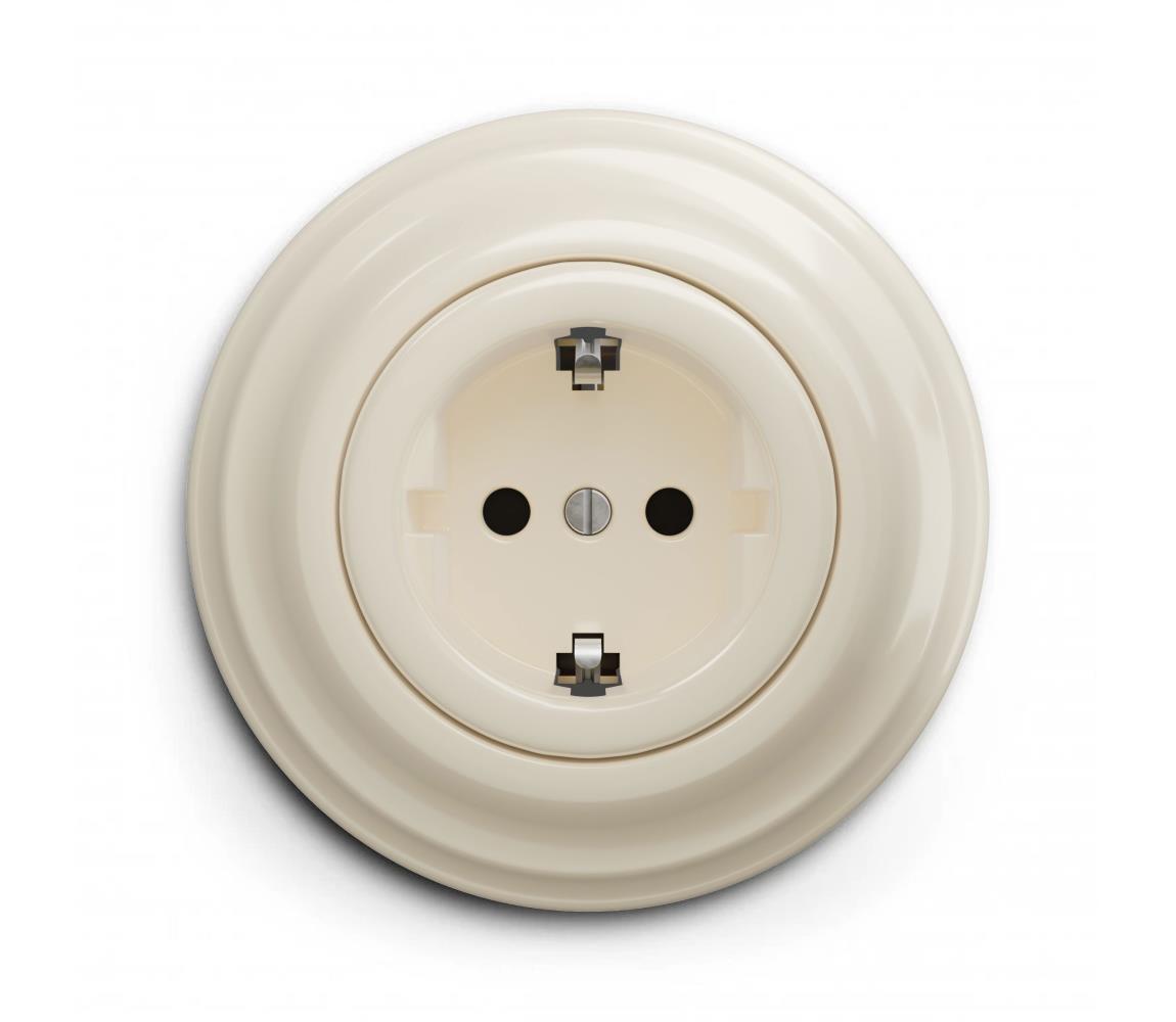 lap - Retro domová zásuvka s rámikom SCHUKO 230 V/16 A béžová KA0134+KA0144