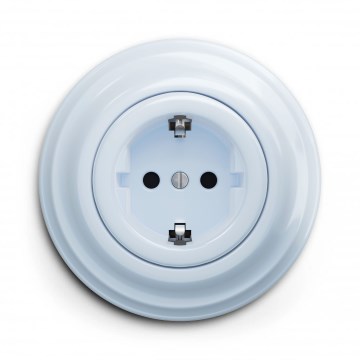 Kliklap - Retro domová zásuvka s rámikom SCHUKO 230 V/16 A, modrá