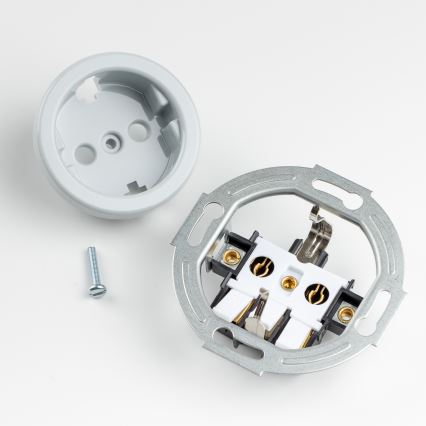 Kliklap - Retro domová zásuvka s rámikom SCHUKO 230V/16A sivá