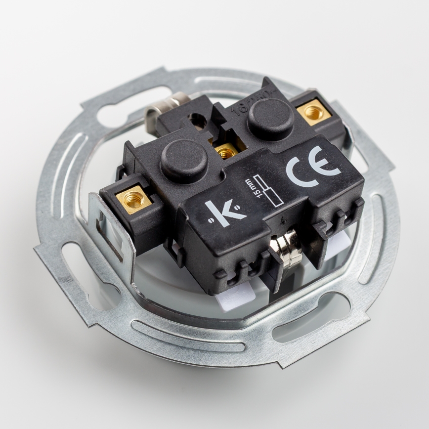 Kliklap - Retro domová zásuvka s rámikom SCHUKO 230V/16A sivá