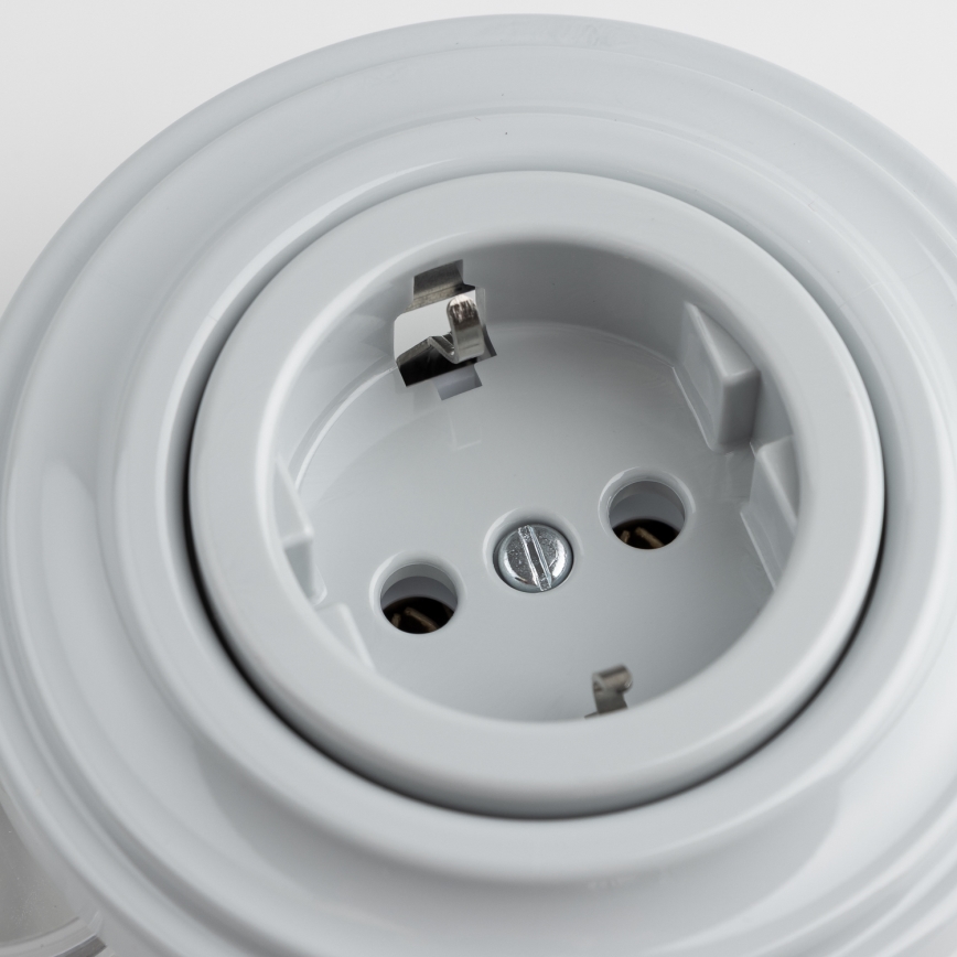 Kliklap - Retro domová zásuvka s rámikom SCHUKO 230V/16A sivá