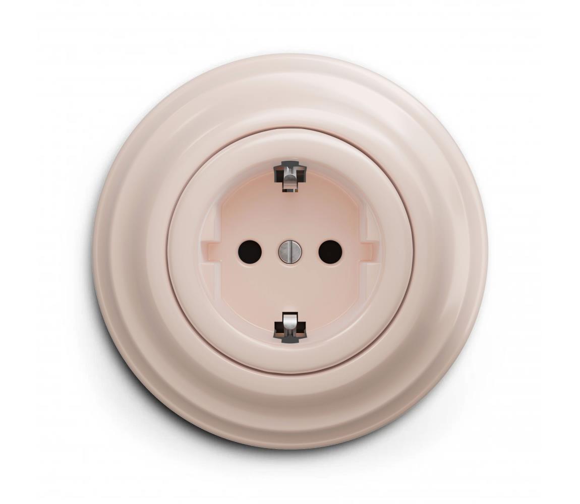 lap - Retro domová zásuvka so rámčekom SCHUKO 230V/16A staroružová KA0119+KA0143
