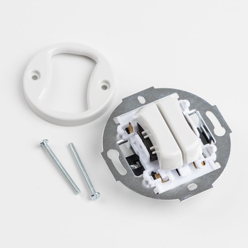 Kliklap - Retro dvojité tlačidlo s rámikom v snehobielej farbe