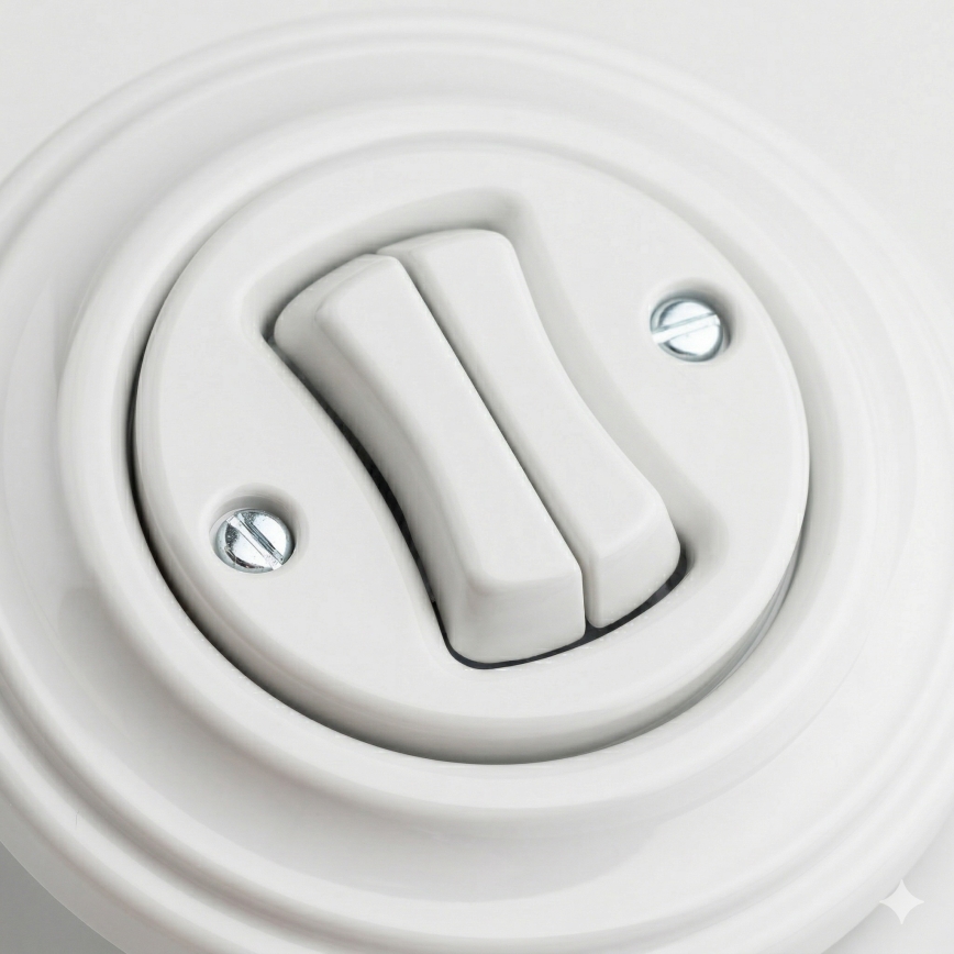 Kliklap - Retro dvojité tlačidlo s rámikom v snehobielej farbe