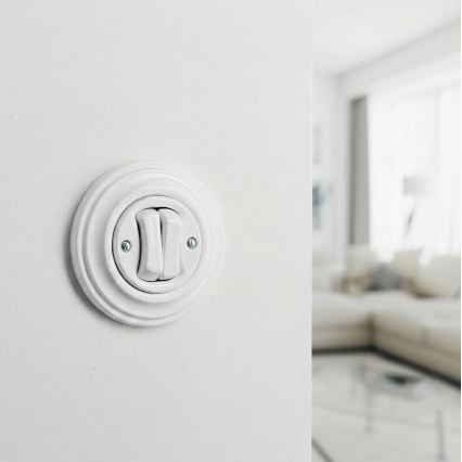 Kliklap - Retro dvojité tlačidlo s rámikom v snehobielej farbe