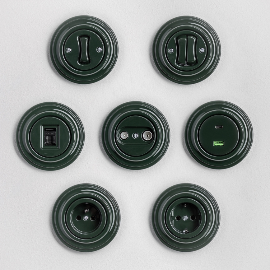 Kliklap - Retro dvojité tlačidlo so zeleným rámčekom