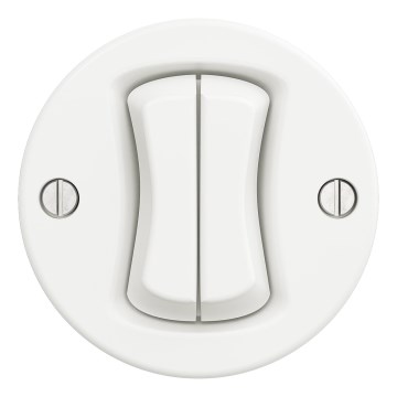 Kliklap - Retro dvojitý schodiskový vypínač bez rámika č. 6+6 snehovo biela