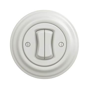 Kliklap - Retro dvojitý schodiskový vypínač s rámčekom č. 6+6 keramická biela