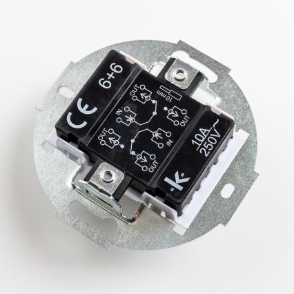 Kliklap - Retro dvojitý schodiskový vypínač s rámikom č. 6+6 snehobiela