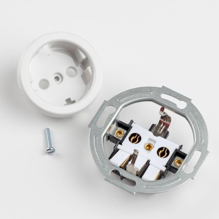 Kliklap - Retro jednopólový vypínač č. 1 a zásuvka SCHUKO 230 V so snehobielym rámčekom