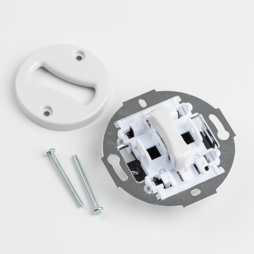 Kliklap - Retro jednopólový vypínač č. 1 a zásuvka SCHUKO 230 V so snehobielym rámčekom