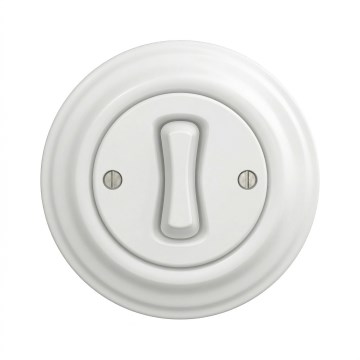 Kliklap - Retro jednopolový vypínač s rámčekom č. 1 snehovo biely