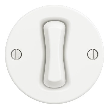 Kliklap - Retro krížový vypínač bez rámčeka č. 7 snehovo biela